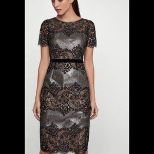 NWT BCBGMAXAZRIA LACE METALLIC COCKTAIL DRESS $338